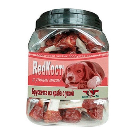 Green Qzin лакомство для собак RedКость (брускетта из краба с уткой) туба