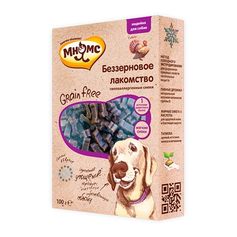Мнямс лакомство беззерновое Grain Free для собак с индейкой