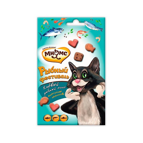 Мнямс лакомство рыбный фестиваль для кошек (лосось,креветки,форель)