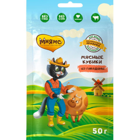 Мнямс лакомство мясные кубики для кошек из говядины