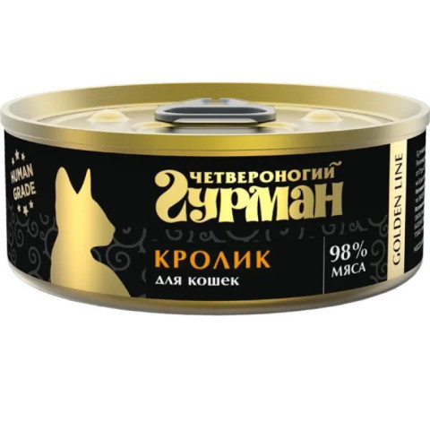 Четвероногий Гурман Golden line корм консервированный для кошек кролик