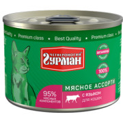 Четвероногий Гурман Мясное ассорти корм консервированный для кошек язык