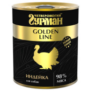 Четвероногий Гурман Golden line корм консервированный для собак индейка