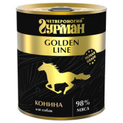 Четвероногий Гурман Golden line корм консервированный для собак конина