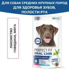 PERFECT FIT Oral Care лакомство для здоровья зубов и полости рта с говядиной и добавлением мяты для собак крупных и средних пород