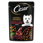 Cesar корм консервированный для взрослых собак говядина со сладким перцем и шпинатом в соусе