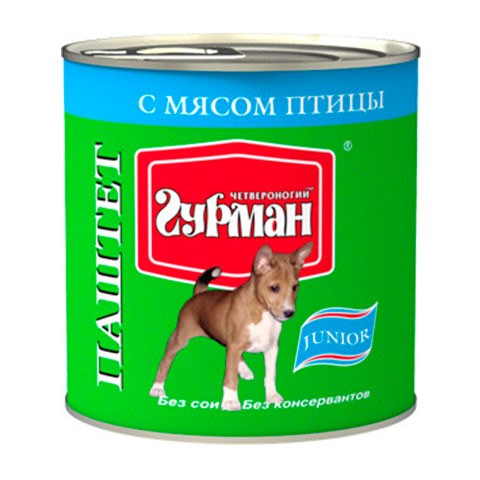 Четвероногий ГУРМАН консервы для щенков паштет с мясом птица