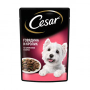 Cesar корм консервированный для собак говядина и кролик со шпинатом в соусе