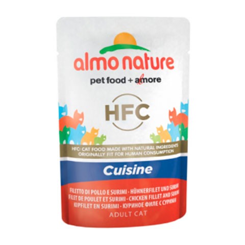 ALMO NATURE паучи HOLISTIC для кошек с куриным филе и крабовыми палочками Classic Cuisine