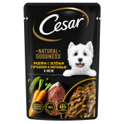 Cesar корм консервированный для взрослых собак индейка с зелёным горошком и морковью в желе