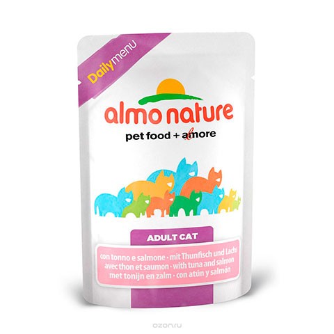 ALMO NATURE DAILYMENU консервы для кошек меню с тунцом и лососем