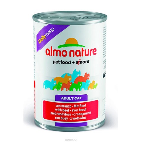 ALMO NATURE DAILYMENU BIO консервы для кошек меню с говядиной