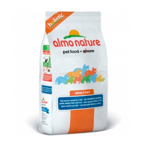 ALMO NATURE HOLISTIC корм сухой для кошек с белой рыбой и коричневым рисом