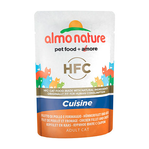 ALMO NATURE ROUGE LABEL HOLISTIC консервы для кошек с куриным филе и сыром