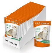 Cat Lunch корм консервированный для кошек кусочки в желе Индейка и Кролик