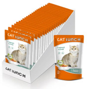 Cat Lunch корм консервированный для кошек кусочки в желе Курица и Утка