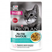 Консервы пауч Pro Plan NutriSavour Delicate для кошек с чувствительным пищеварением или с особыми предпочтениями в еде, с океанической рыбой в соусе