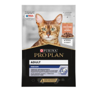 Консервы пауч Pro Plan NutriSavour Housecat кусочки в соусе для домашних кошек, сокращает образование волосяных комков, с лососем