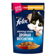 Felix корм консервированный Аппетитные кусочки Двойная вкуснятина для кошек говядина и птица