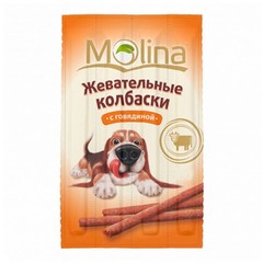 Molina лакомство для собак жевательные колбаски с говядиной
