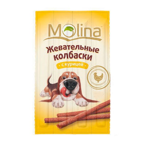 Molina лакомство для собак жевательные колбаски с курицей