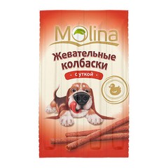 Molina лакомство для собак жевательные колбаски с уткой
