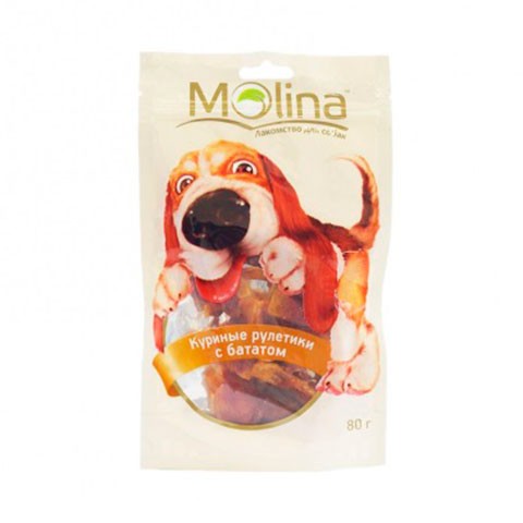 Molina лакомство для собак куриные рулетики с бататом