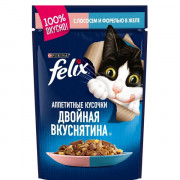 Консервы Felix Двойной вкус пауч для кошек лосось и форель