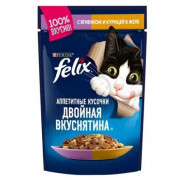 Консервы Felix Двойной вкус пауч для кошек ягненок и курица