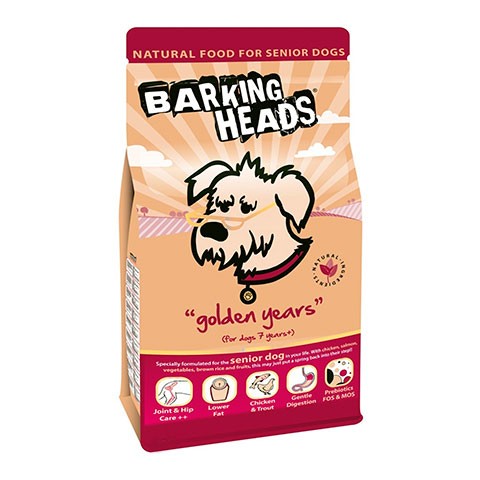 BARKING HEADS корм для собак старше 7 лет с курицей и рисом золотые годы