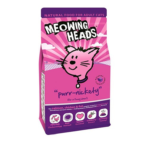 BARKING HEADS корм сухой для взрослых кошек с лососем, курицей и рисом мурлыка
