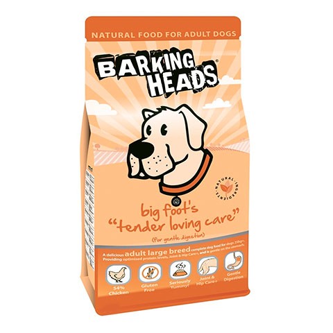 BARKING HEADS корм сухой для собак крупных пород с курицей и рисом цыпленок для большелапого