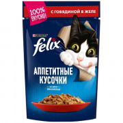 Консервы Felix Аппетитные Кусочки пауч для кошек кусочки в желе говядина