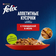 Влажный корм Felix Аппетитные кусочки для взрослых кошек, с говядиной в желе