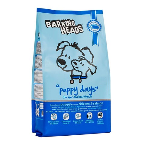 BARKING HEADS корм сухой для щенков с курицей, лососем и рисом щенячьи деньки