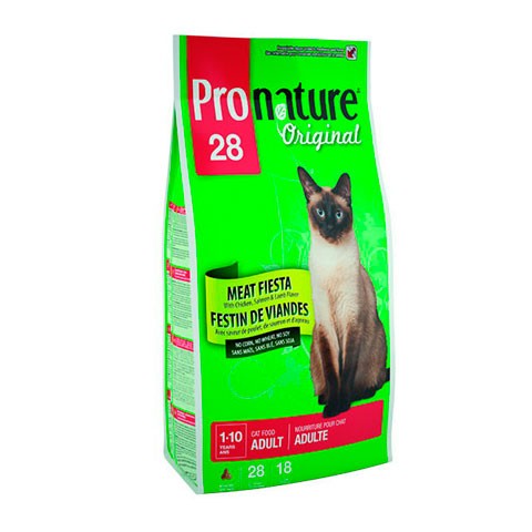 ProNature 28 сухой корм для кошек мясной праздник цыпленок, лосось и ягненок