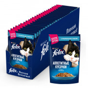 Влажный корм Felix Аппетитные кусочки для взрослых кошек, с форелью в желе