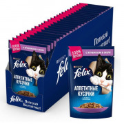 Влажный корм Felix Аппетитные кусочки для взрослых кошек, с ягненком в желе