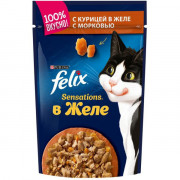 Консервы Felix Sensations пауч для кошек кусочки в желе курица и морковь