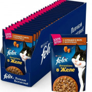 Влажный корм Felix Sensations для взрослых кошек, с курицей в желе с морковью