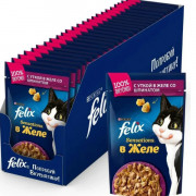 Влажный корм Felix Sensations для взрослых кошек, с уткой в желе со шпинатом