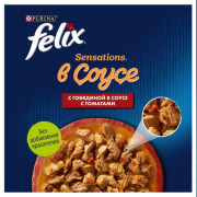 Влажный корм Felix Sensations для взрослых кошек, с говядиной в соусе с томатами