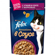 Консервы Felix Sensations Sauce Surprise пауч для кошек утка и морковь