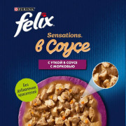 Влажный корм Felix Sensations для взрослых кошек, с уткой в соусе с морковью