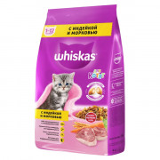 Whiskas корм сухой для котят подушечки с молочной начинкой с индейкой и морковью