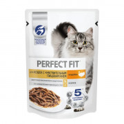 PERFECT FIT корм консервированный для кошек с чувствительным пищеварением с индейкой кусочки в соусе