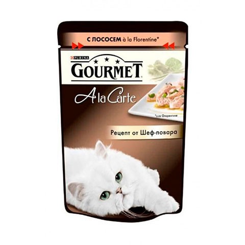 Консервы Gourmet A la carte пауч для кошек лосось овощи в подливе
