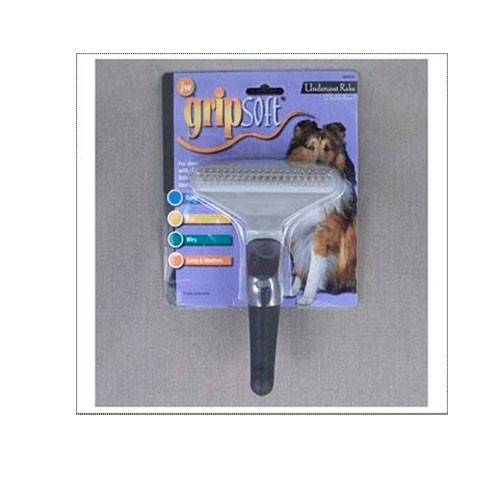 J.W. Расческа - грабли для собак, с двумя рядами зубьев Grip Soft Dog Fouble Row Undercoat Rake