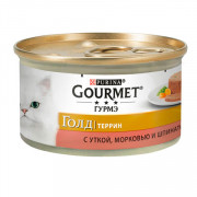 Консервы Gourmet Gold Террин кусочки в паштете для кошек с уткой, морковью и шпинатом по-французски