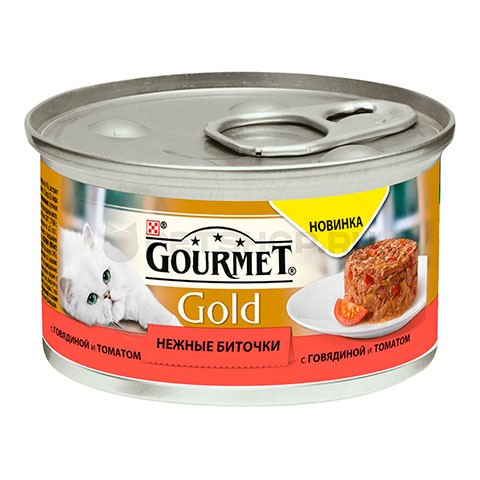 Консервы Gourmet Gold Нежные биточки для кошек говядина томат